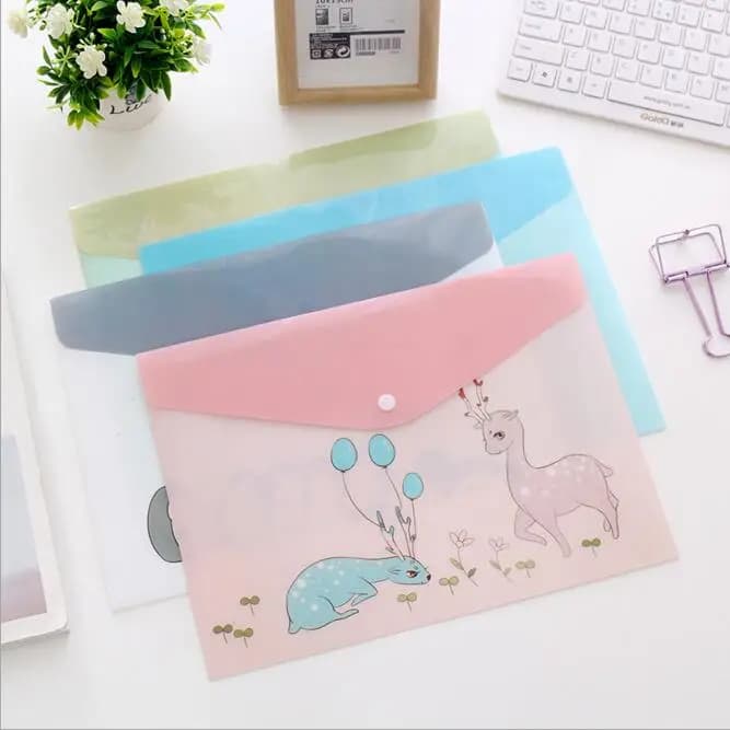 1PC impermeabile multi tasca in plastica Kawaii A4 cartella di file borsa documenti carta organizer custodia per ufficio scuola forniture di cancelleria