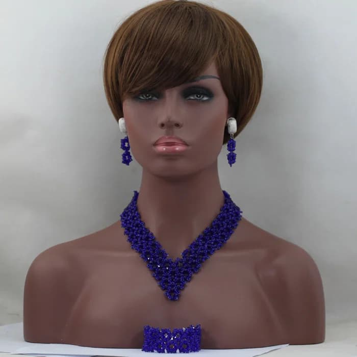 Hot Sale Royal Blue Crystal Beads African Jewelry Sets Women Wedding Party Necklace Set ABL633