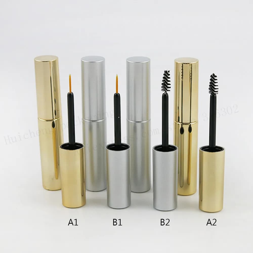 8ml Portable Empty Mascara Tubes UV Gold Silver Eyelash Vials Liquid Bottle Containers 8cc for Eyeliner Makeup 50pcs
