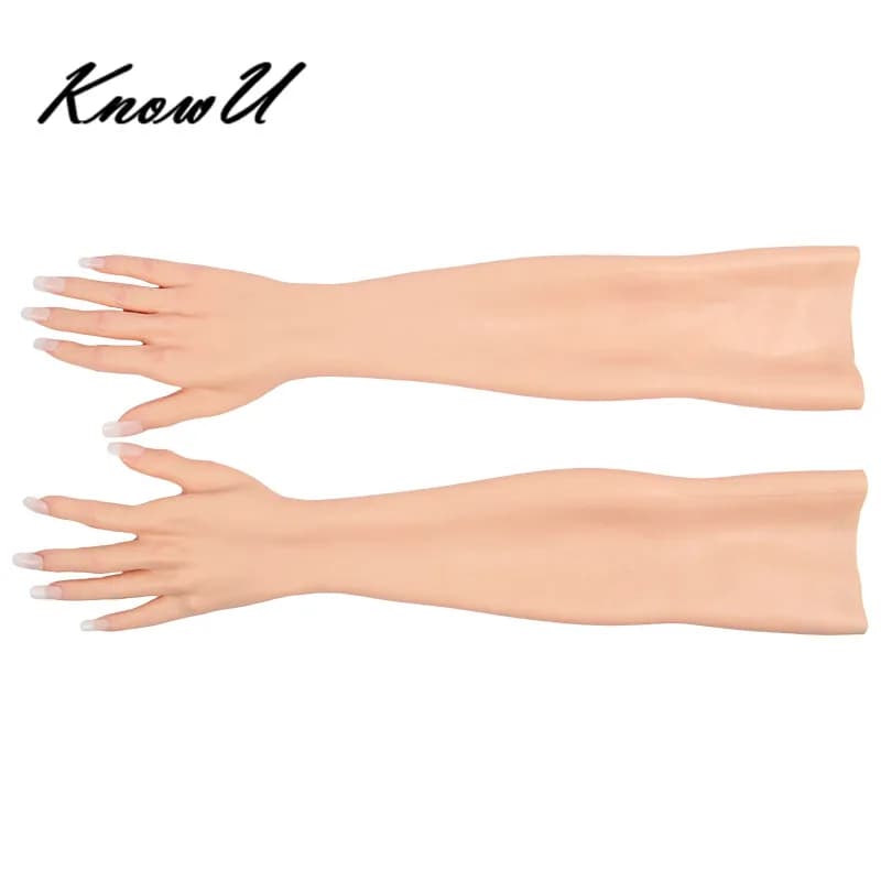 KnowU Guanti da polso femminili in silicone Manica Pelle altamente simulata Braccia artificiali Copri cicatrici Crossdresser scar-hider