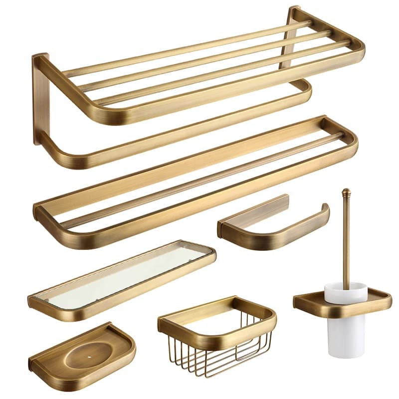 Set di accessori per il bagno Portasciugamani Porta carta Porta asciugamani Mensola angolare Porta scopino Set di accessori per il bagno in bronzo antico