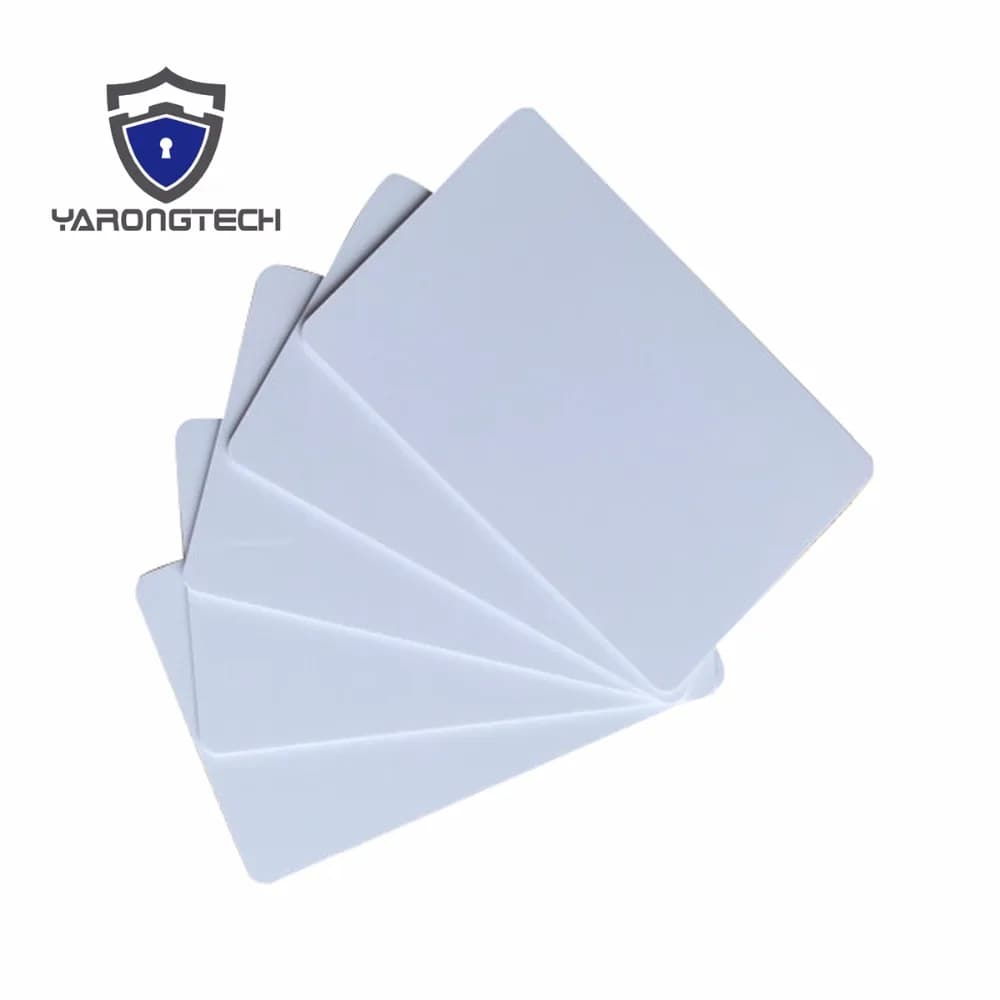 Bianco bianco 13.56mhz iso 14443a sublimazione stampabile pvc rfid 1k card -50 pz