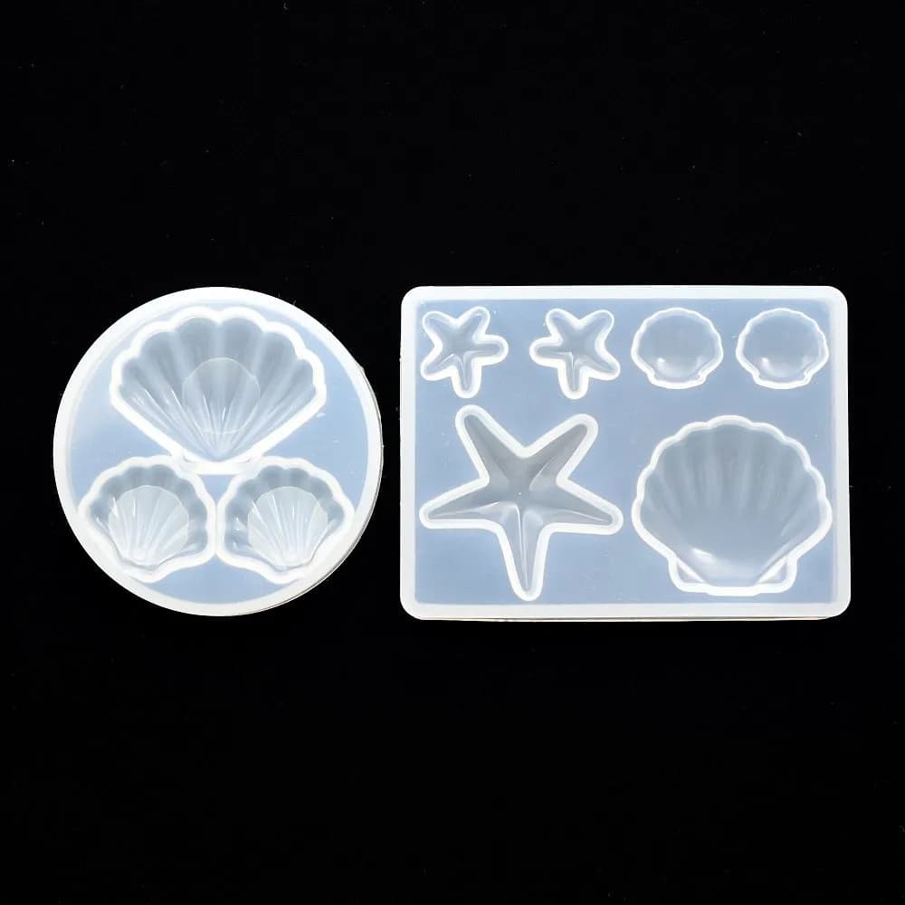 Perline di conchiglia Ciondolo Stampo in silicone Stampo in silicone in resina Creazione di gioielli Stampi per geometria Quadrato rotondo stella luna
