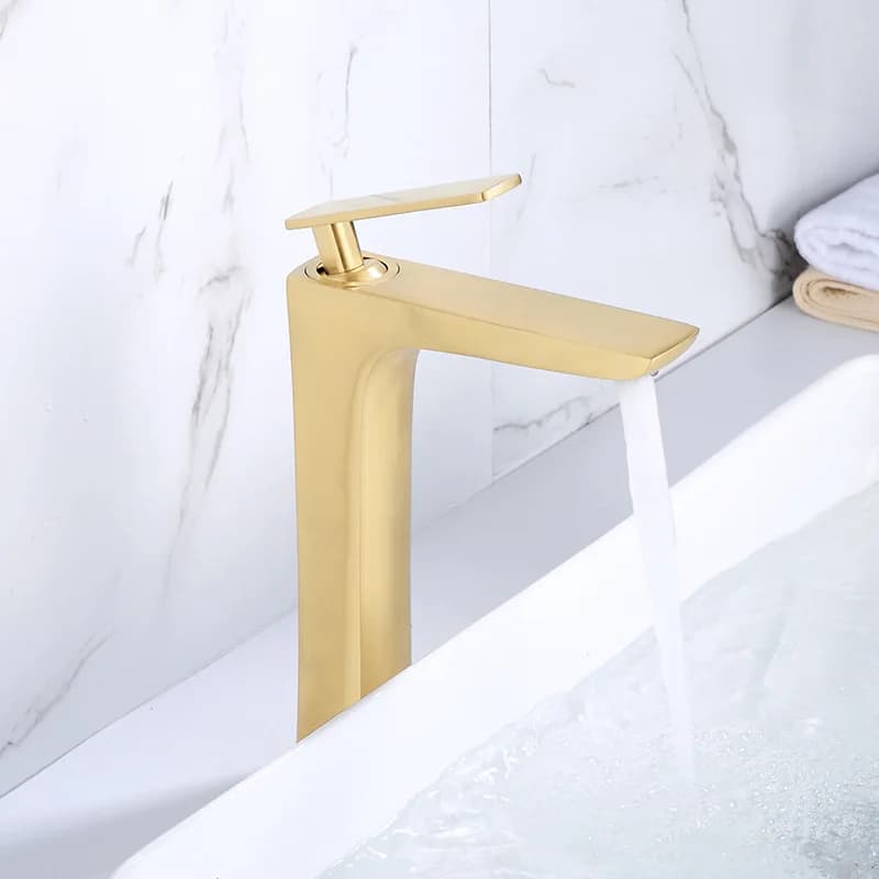 Basin Faucets Elegant Brushed Gold Bathroom Faucet Hot and Cold Water Basin Mixer Tap Brass Toilet Sink Water Crane