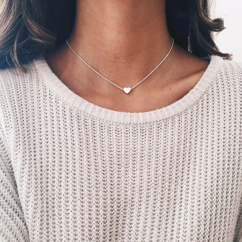 Tiny Heart Choker Necklace for Women gold color Chain Smalll Love Necklace Pendant on neck Bohemian Chocker Necklace Jewelry