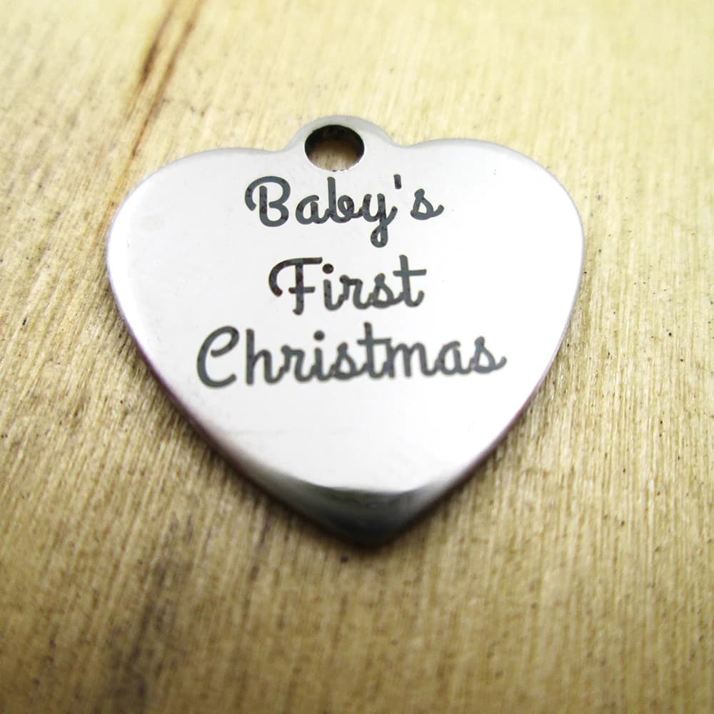 20 pcs/lot-the first Christmas stainless steel pendants for children-inspired to Laser-personalized-indo them DIY