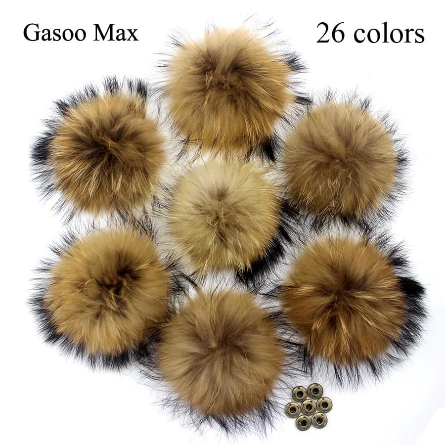 5 pz/lotto All'ingrosso Pelliccia Naturale Pompon per Cappelli Invernali Lavorati A Maglia Reale Procione Volpe Pompon Per Berretti Sciarpe Grandi Pompon di Pelliccia