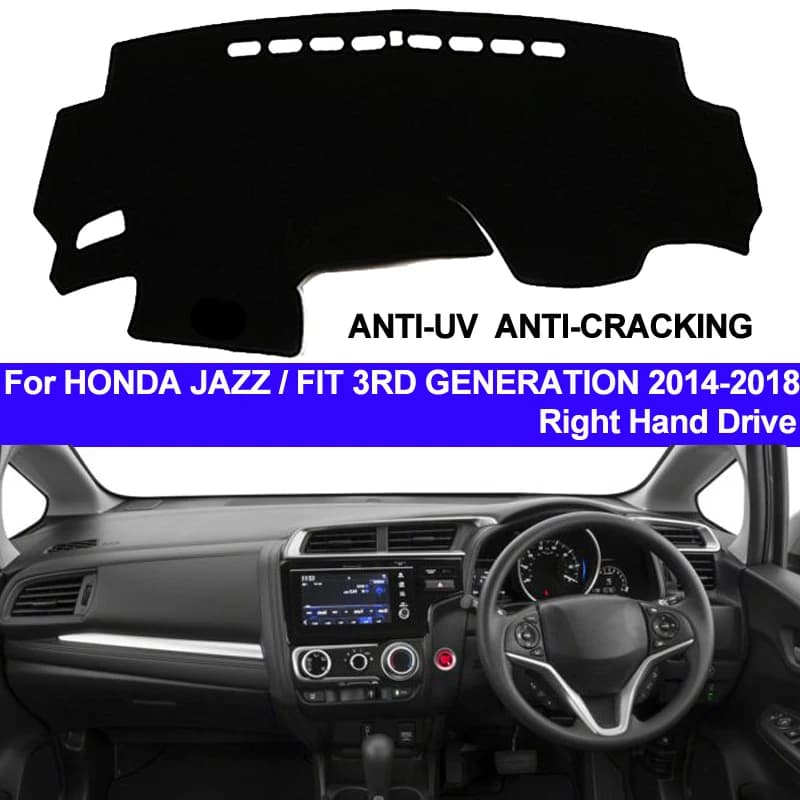 TAIJS Car Dashboard Cover Dash Mat For Honda Jazz Fit 3RD Generation 2014 2015 2016 2017 2018 Non-slip Right Sun Shade Carpet