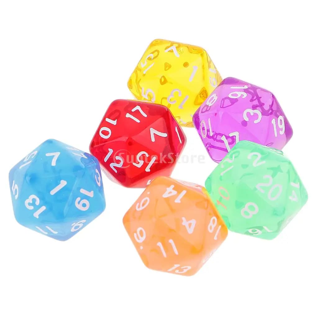 6pcs 20 Lati Dadi D20 Dadi Poliedrici per Dungeons and Dragons Giochi Da Tavolo