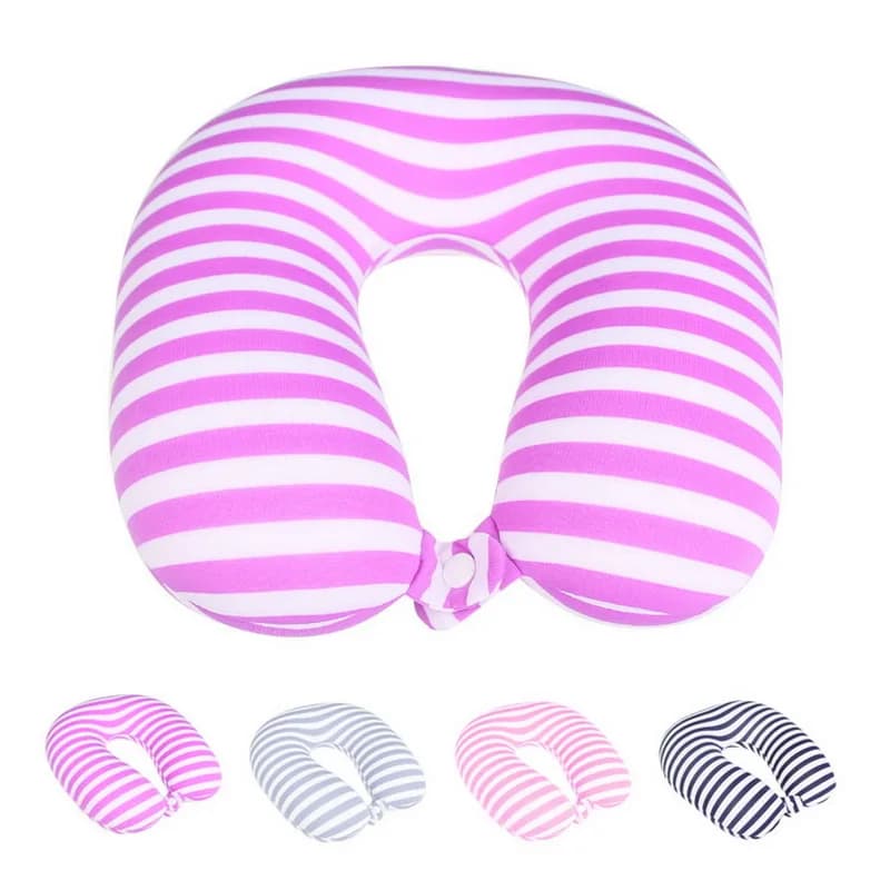 Cuscino a forma di U a righe in schiuma a particelle, per viaggi, auto, ufficio, cuscino per il collo, cuscino per la cura della salute, poggiatesta, cuscini per la lettura, almohada, travesseiro
