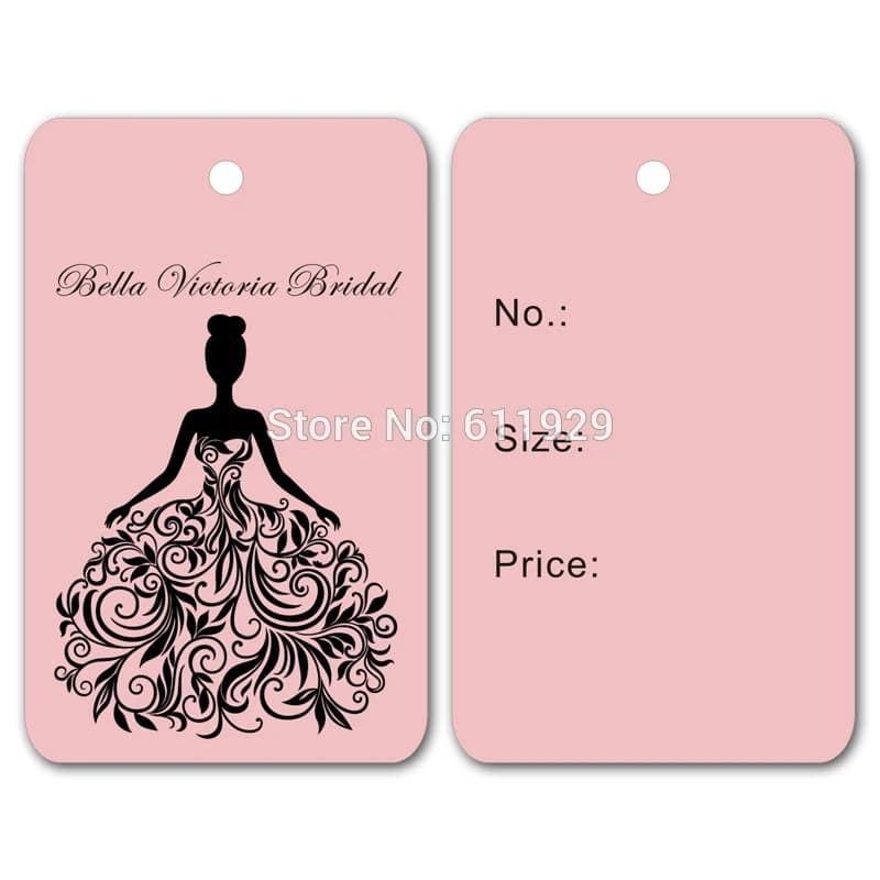 Spedizione gratuita su misura abbigliamento abito da sposa hang tag/altalena tag/abbigliamento etichette stampate/etichette 500 pz un lotto