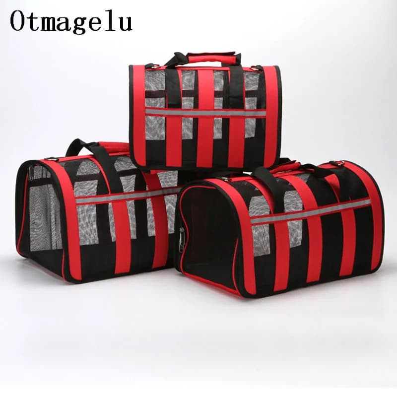 Vendita calda Viaggio Pet Dog Cat Carrier Borse Borse per cani Gabbia Borsa portatile Borsa da viaggio Custodia per cuccioli che trasporta borse a righe trasparenti