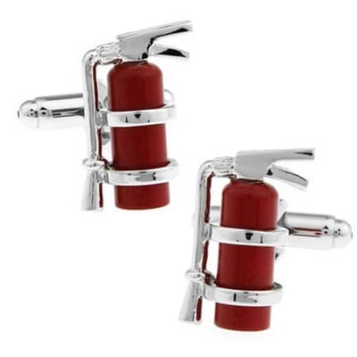 Gemelli di Alta Gamma in Materiale Rosso per Vigili del Fuoco, Design Modello French, Chiusura a Chiodo per Camicia, Regalo Premium per Amici