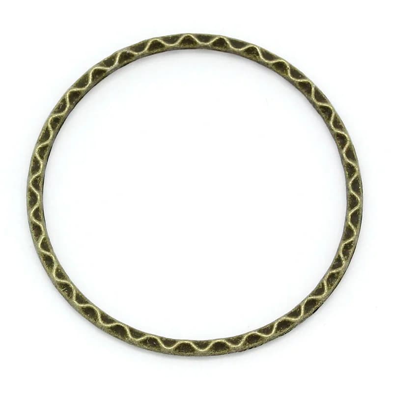 8 STAGIONI Chiuso Anelli di Salto Bronzo Antico Carved Pattern 3.9x3.7 cm, 30 Pz (B28932)