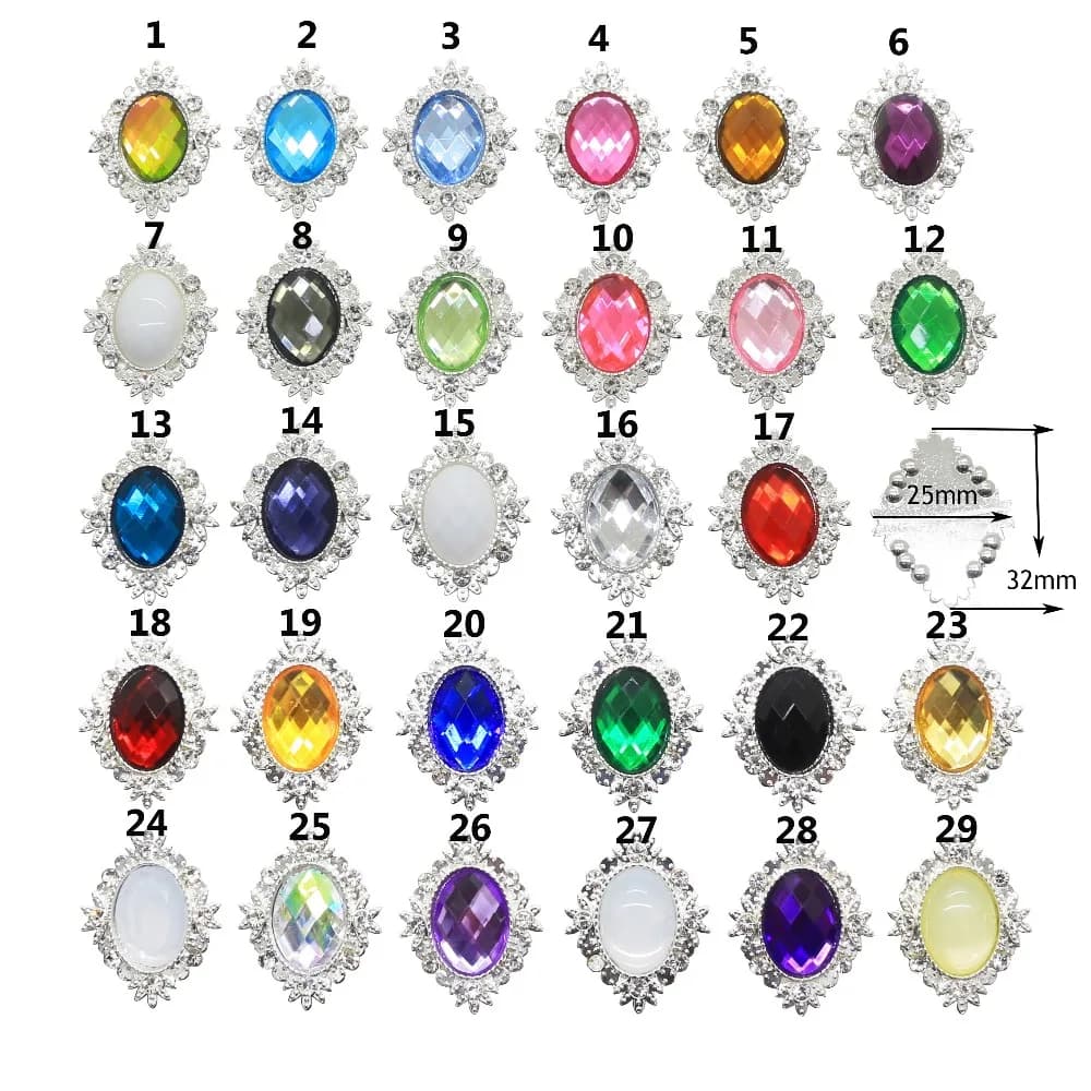 NEW 29 Colours 10pcs Metal Acrylic Buttons DIY Diamond Rhinestone Button Flat Back Invitation Gail Hair Bowknot Flower Accessor