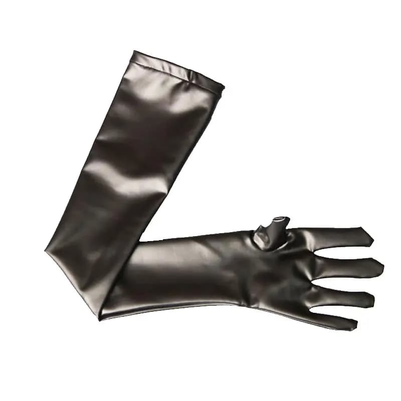 Sexy Women Faux Leather lucido lungo guanto in lattice guanti Punk Outfit Mittens Culb Wear costumi Cosplay accessorio Plus Size F27