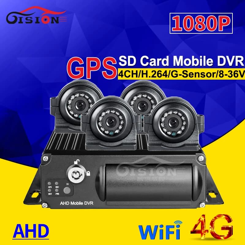 4CH Ingresso Video/Audio 4G GPS Wifi 256G SD Veicolo Mobile Dvr Per Bus Taxi + 4 Pz AHD 2.0 CCTV Telecamera di Sicurezza Visione Notturna IR Mdvr