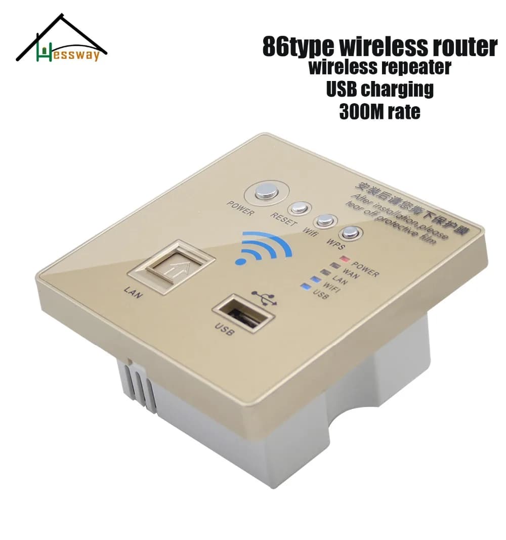 86 tipo di Casa Intelligente Senza Fili Presa A Muro Pannello Router WiFi Repeater 300 Mbps con USB LAN 3G