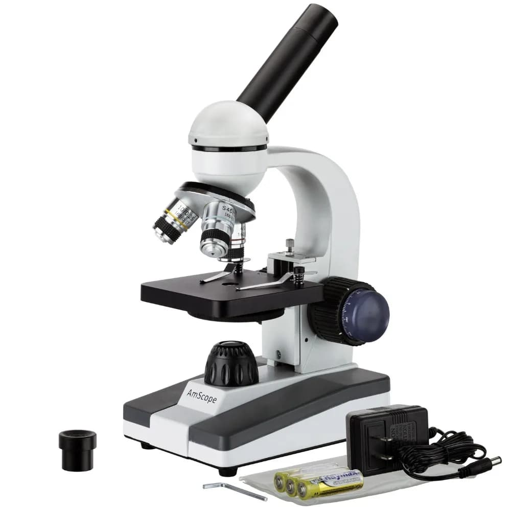Microscopio Composto Monoculare Portatile a LED Serie AmScope M150 per Studenti 40X-1000X