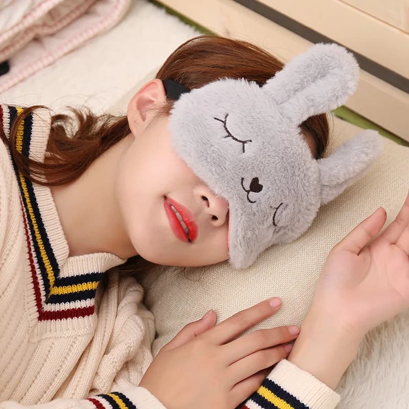 Peluche Animale Copertura per gli occhi Morbido Maschera per dormire Benda sull'occhio Viaggio creativo Rilassamento Benda Coniglio Cartone animato Pisolino Morbido Ombra per gli occhi