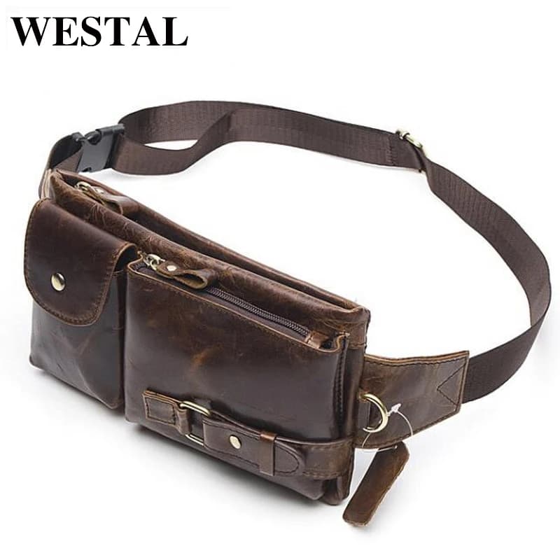 WESTAL Genuine Leather Marsupi Men's Marsupio Waist Bags for Phone Travel Waist Bag Small Leather Men's Waist Bag