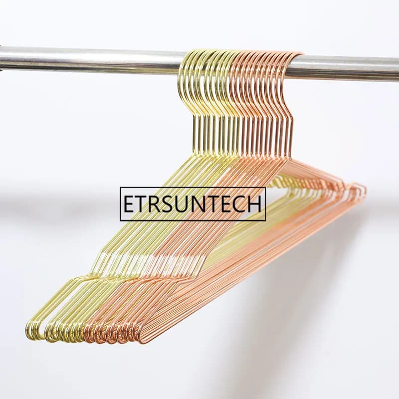 Appendiabiti per camicie in metallo oro rosa da 200 pezzi con scanalatura, appendiabiti resistente e resistente, appendiabiti