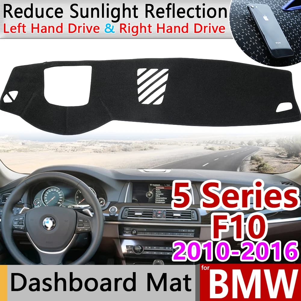 Per BMW 5 Serie F10 2010 ~ 2016 Tappetini anti scivolo Cruscotto Rilievo Copertura Parasole Dash Zerbino Tappeto Accessori Del Capo 520i 525i 530i 535i