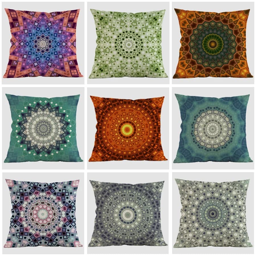 Thailand Decorative Cushion Cover Ethnic Buddism Meditation Floor Mat Bohemia Mandala Cotton Linen Throw Pillow Case cojines