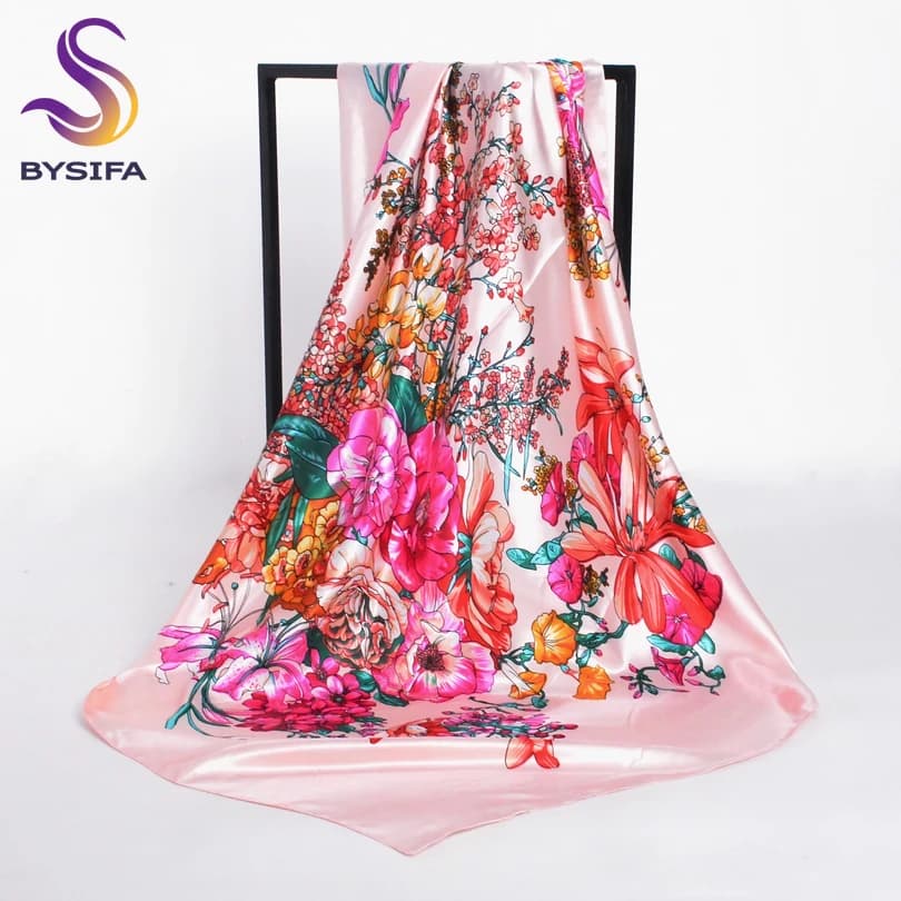 [BYSIFA] Sciarpa di seta da donna Foulard 2025 Nuovo design Raso Grandi sciarpe quadrate Avvolge 90 * 90 cm Turchia Sciarpa da donna Sciarpa al collo
