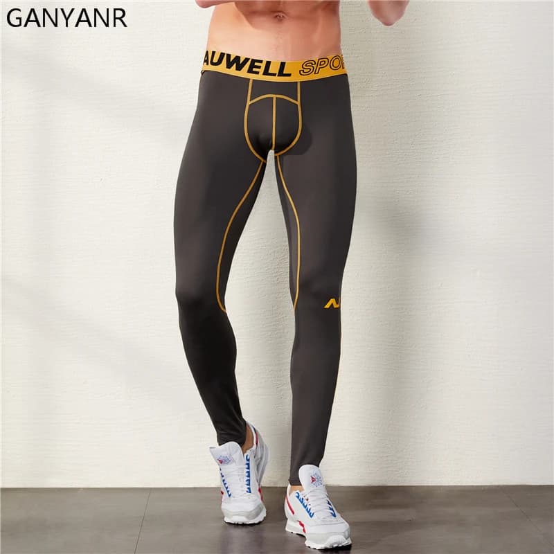 GANYANR Running Calzamaglia Degli Uomini di Sport Leggings Yoga Basket Pantaloni di Compressione di Fitness Athletic Gym Bodybuilding Da Jogging Lungo Sexy