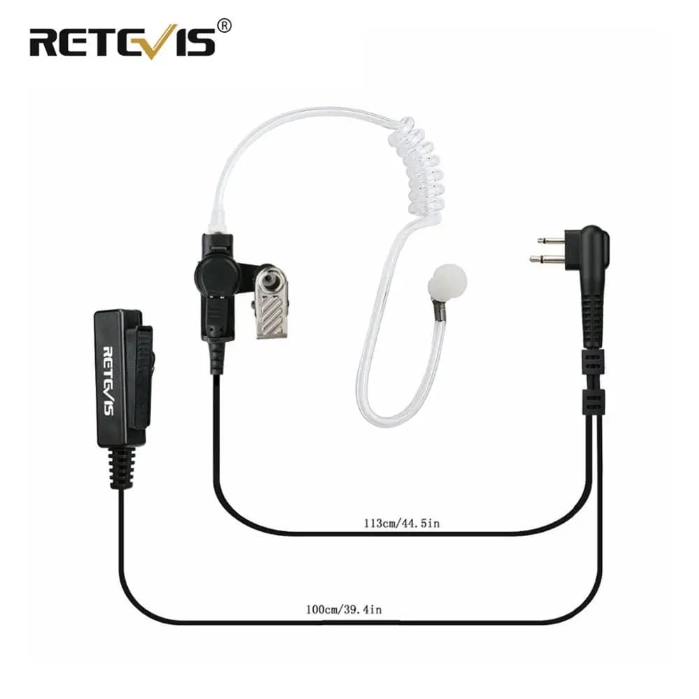 Retevis EAM001 Walkie Talkie Auricolare PTT di grandi dimensioni 2PIN Auricolare Tubo acustico nascosto per Motorola EP450 CP100 Ham Radio