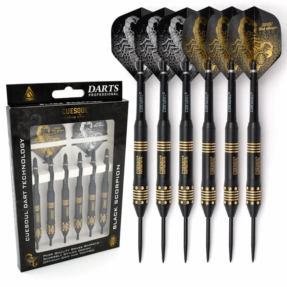 CUESOUL Nero Scorpione 20g/22g/24g Freccette-confezione da 6 pz, acciaio Punta Ottone Freccette Set