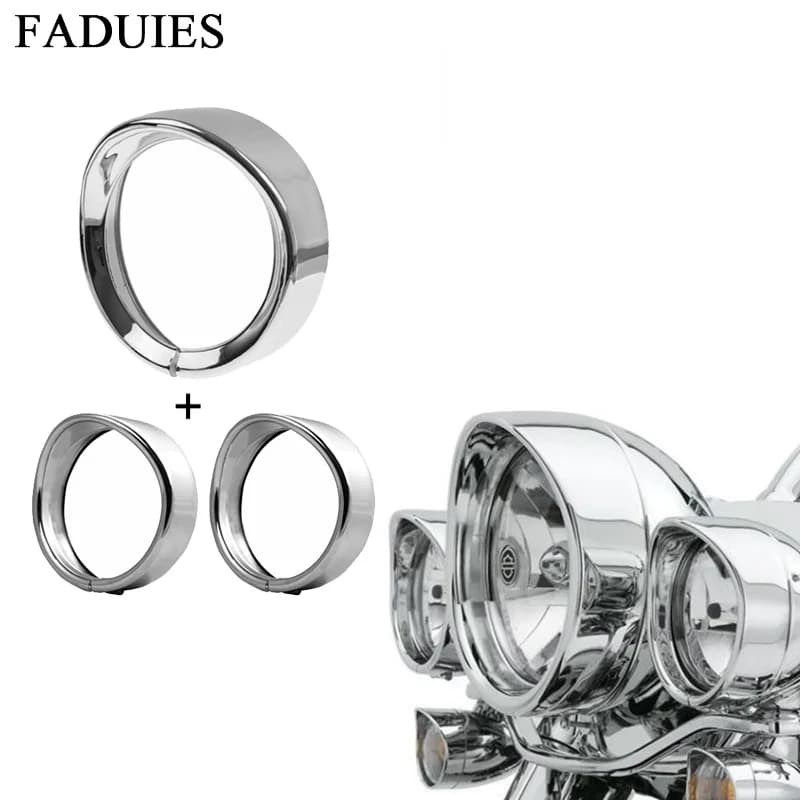7 inch black/chrome light headlight cladding ring + 4.5 inch fog light coating ring for Harley Touring Road King Electra Glide