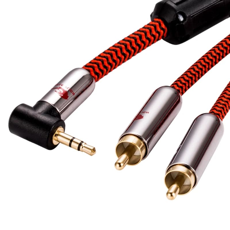Cavo audio Hifi Angolo di 90 gradi Mini Jack da 3,5 a doppio RCA per PC Cuffie per auto Scatola audio mobile Cavo schermante 1M 3M 5M 8M 10M