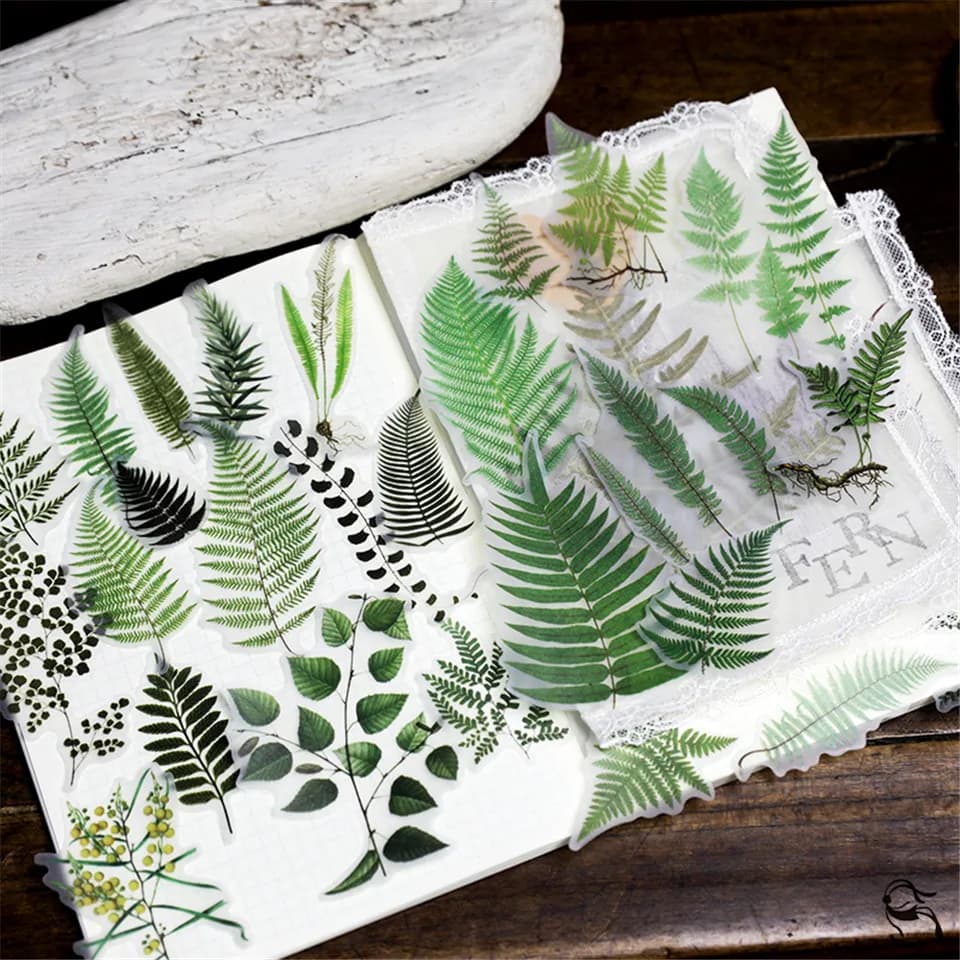 65Pcs Plant Fern Paper Stickers Kits Die Cut For DIY Scrapbooking Junk Journal TN Planner Photo Album Sticker Card Making S037