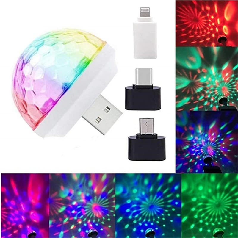 Mini luci da discoteca USB, luce portatile per feste in casa, illuminazione per DJ con palla da palco a LED alimentata tramite USB DC 5V, Natale a LED per feste di karaoke