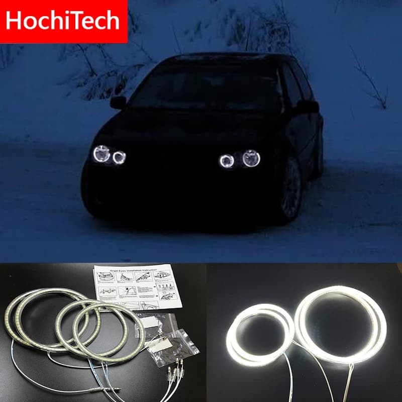 HochiTech Ultra Bright SMD LED White Angel Eye 12V DRL Daylight Ring Kit for Volkswagen VW Golf 4 1998-2004