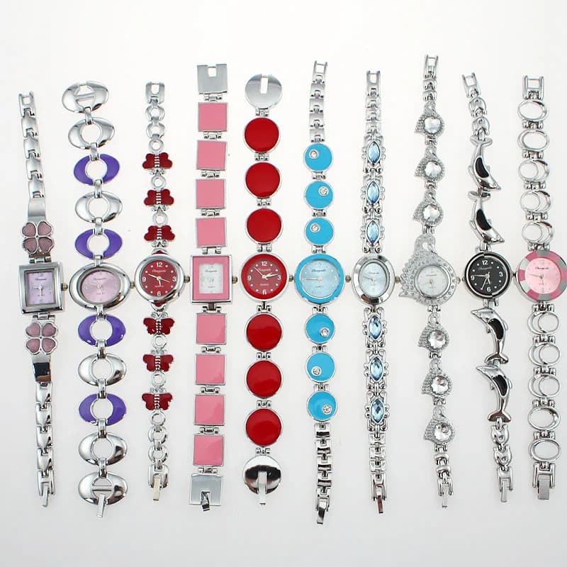 10 pz/lotto misto sfuso stile diverso colorato signore donne ragazza orologio al quarzo vestito orologio da polso regali all'ingrosso