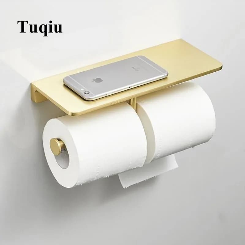 Nuovo Portarotolo di Carta, Portarotolo, Supporto Del Tessuto, in Ottone massiccio oro Pennello Accessori Per il Bagno supporto del telefono di trasporto libero