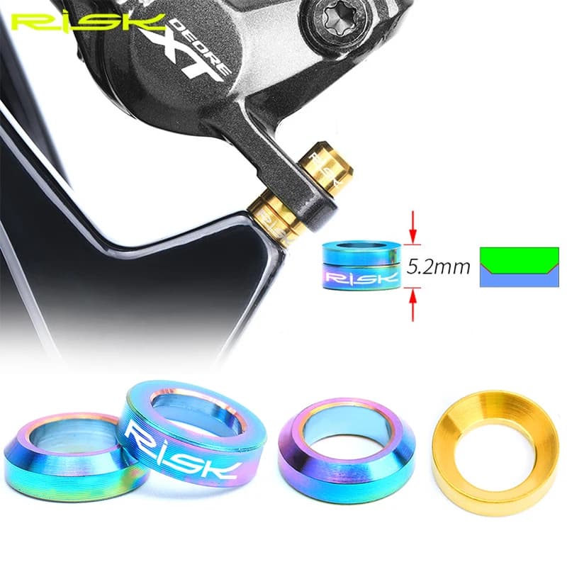 Rischio 4 pz/set Mountain Bike bicicletta titanio M6 rondella concava e convessa distanziale per pinza freno a disco gruppo XT bulloni di montaggio