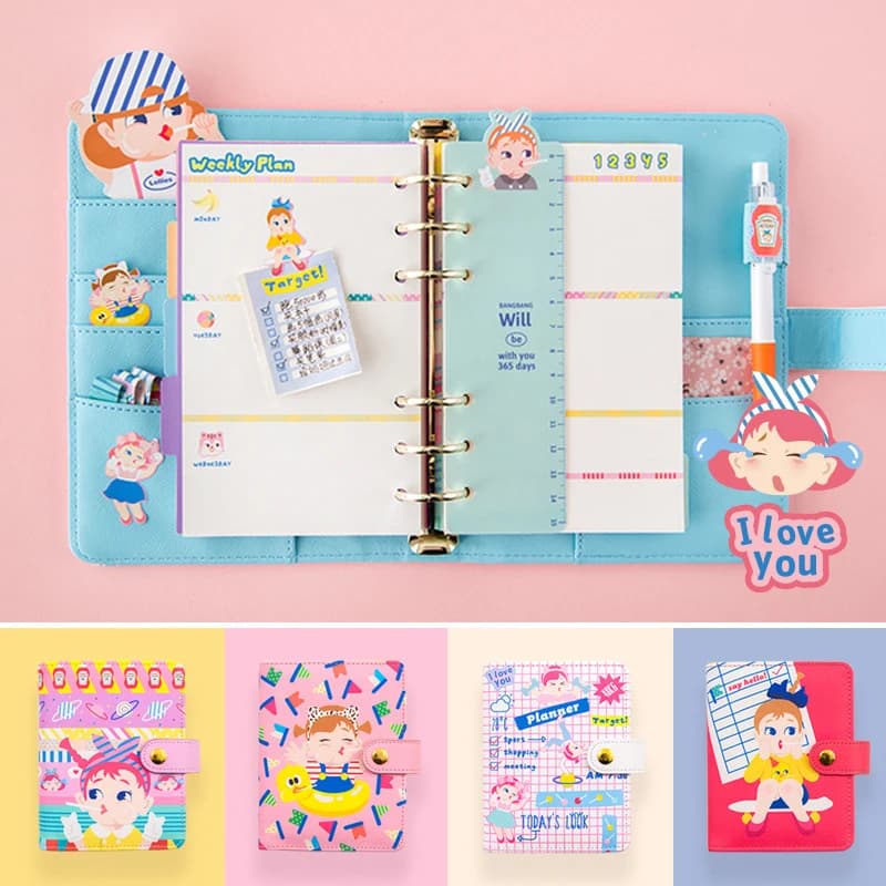 Ufficio in stile giapponese Personal Time Organizer Notebook Day Weekly mensile Plan Kawaii Agenda Planner diario di viaggio A7 A6