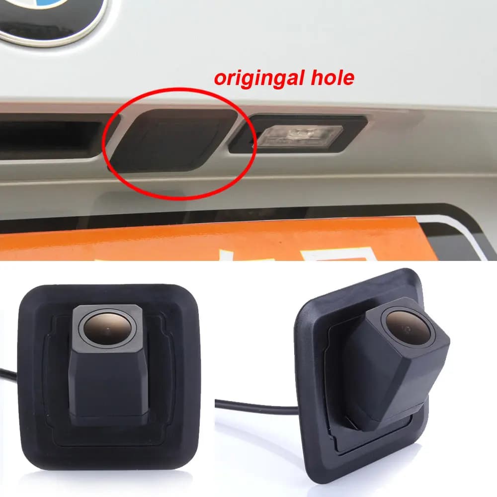 Telecamera posteriore HD 1280*720 per auto, per retromarcia, compatibile con BMW X1 X5 X6 E70 E71 E84 325d, con posizioni pre-forate.
