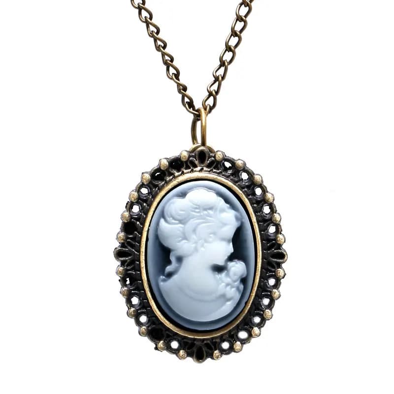 Fob pocket watch with small design quartz pendant in the shape of a fashionable vintage woman with gift chain necklace for women