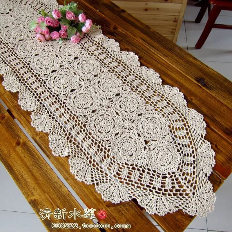 Francese bellissimo ago beige tavolo all'uncinetto tv cabinet cover cutout table runner decorazione mat home coffee table