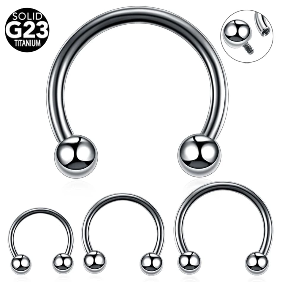 100% G23 Titanium Internally Thread Ball Horseshoe Rings Piercing Ear Tragus Eyebrow Lip Ring Nose Hoop Septum Jewelry