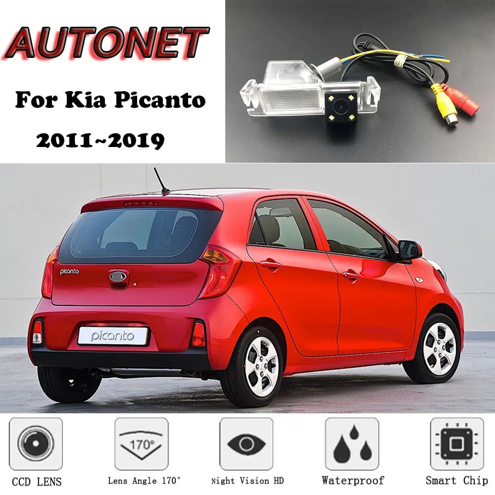 AUTONET Telecamera posteriore di backup per Kia Picanto 2011 2012 2013 2014 2015 2016 2017 2018 2019 Telecamera per targa per visione notturna