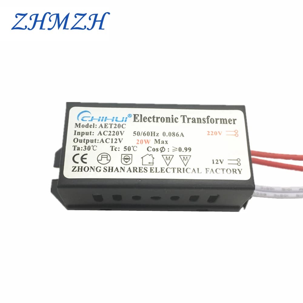 Alimentatore driver LED trasformatore elettronico LED da 20 W AC220V a AC12V per lampadine LED 12V MR11 MR16 G4 o perline lampada alogena
