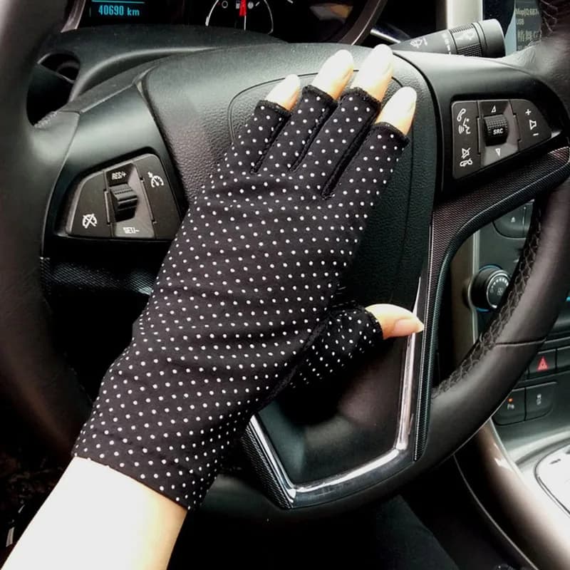 Guanti touch screen senza dita per protezione solare da ciclismo fitness sportivo femminile Guanti da guida mezze dita moda in cotone sottile da donna B86