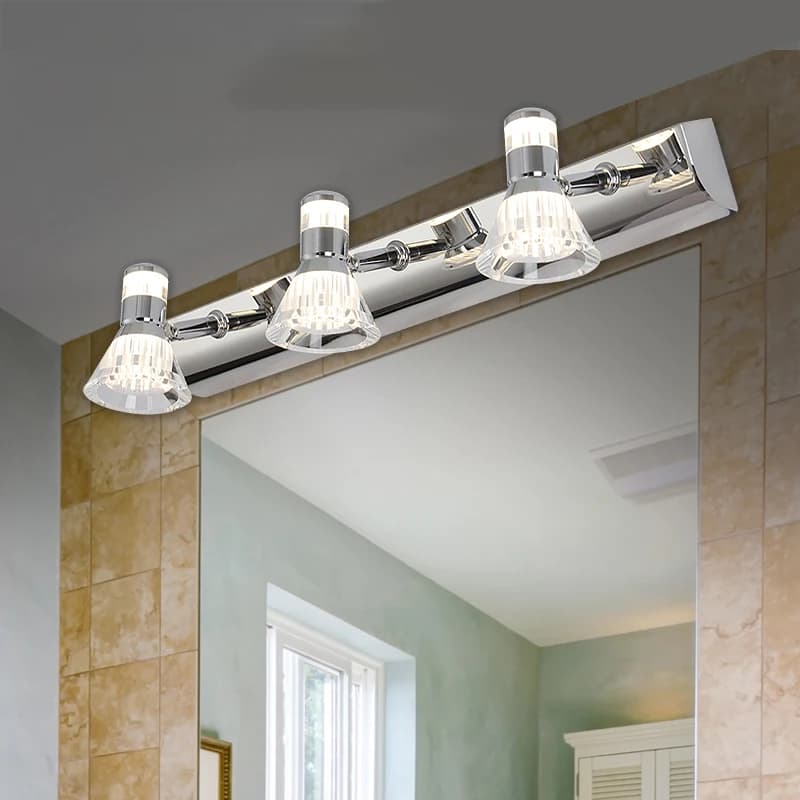 Applique LED da Parete 10W/15W/20W, Lampada Frontale per Specchio da Trucco SMD 5730, Illuminazione in Acrilico Regolabile con Scocca Cromata per Bagno