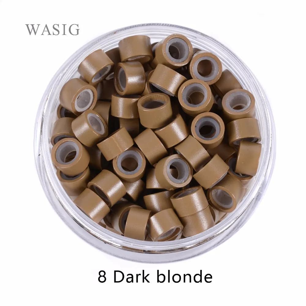 5000 micro anelli rivestiti in silicone da 5 mm, perline per strumenti di estensione dei capelli con punta I, 9 colori opzionali